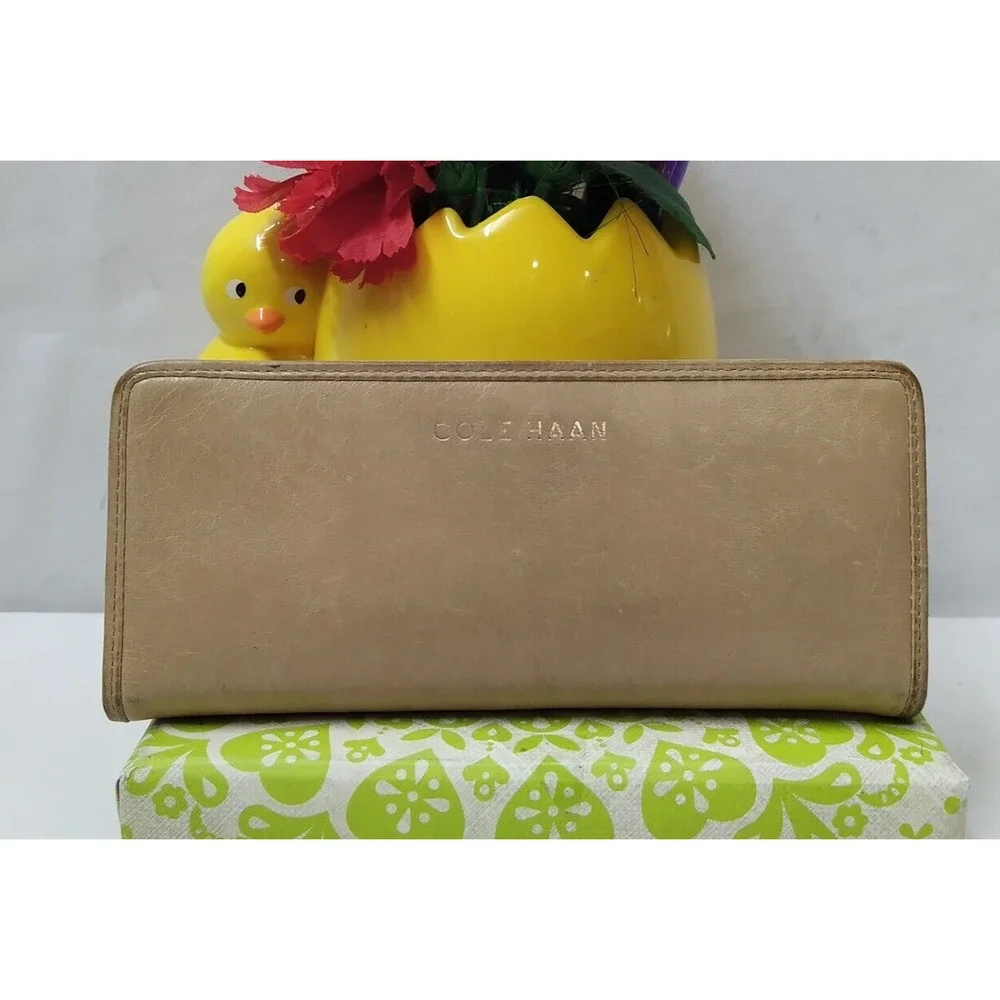 Cole Haan Tan Leather Credit Card Bifold Long Wallet